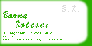 barna kolcsei business card